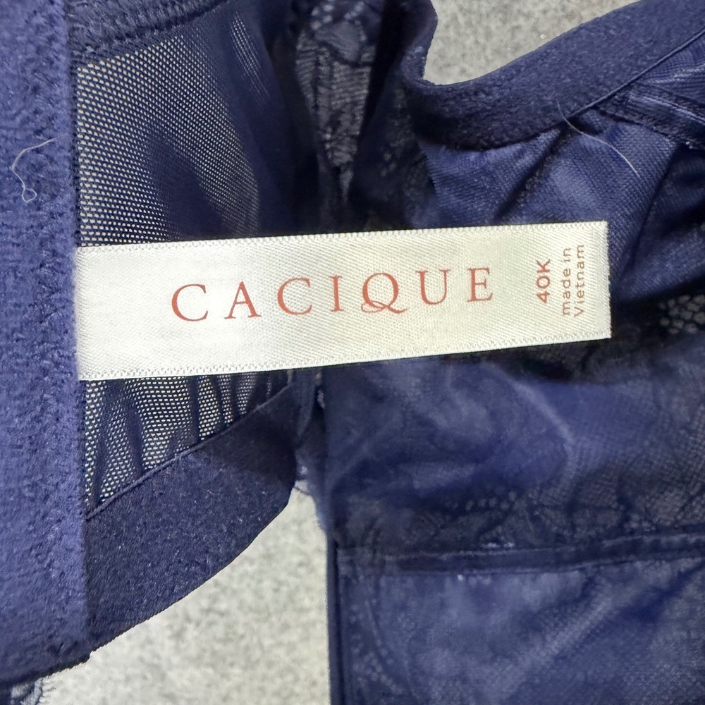 Cacique Unlined Balconette Womens 40K Blue Lace Romantic Feminine Flirty Chic - Picture 11 of 14